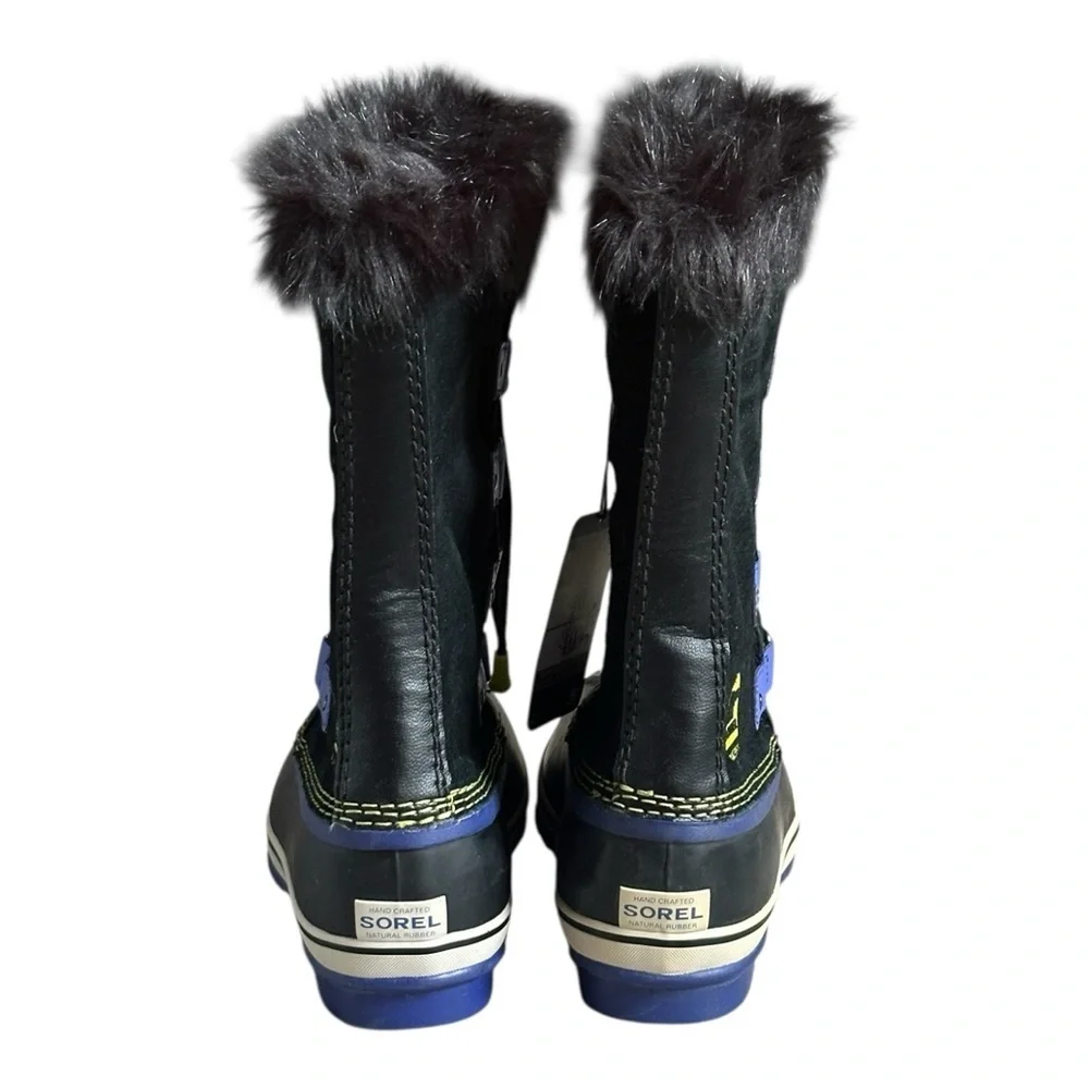 Sorel Joan of Arctic Winter Boots Youth 5 W 6 Black Faux Fur Waterproof -40° NWT